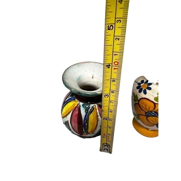 vtg. 3 Miniature Vases made in italy hand throw and painted 3" tall - Picture 6 of 13
